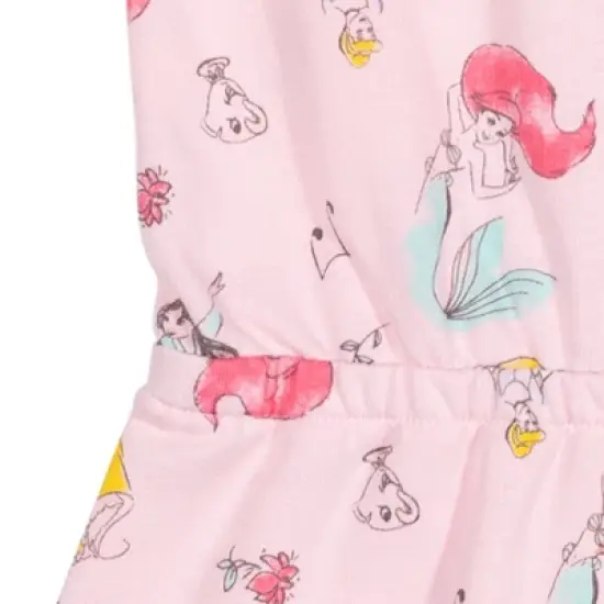 Disney Princess Mulan Belle Ariel Cinderella Sleeveless Romper Pink image {4}