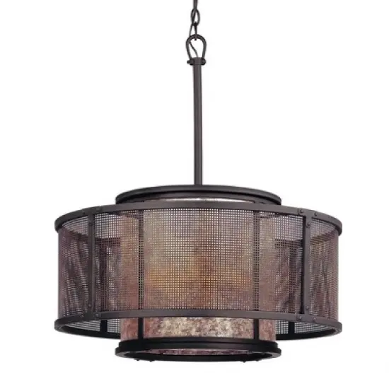 Troy Lighting Copper Mountain 6 - Light Pendant in  Copper Mountain Bronze Silver Mica Shade image {1}