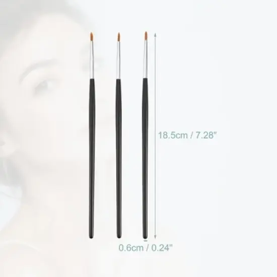 Unique Bargains Eyeliner Lip Makeup Brushes and Sets Black 3 Pcs image {4}