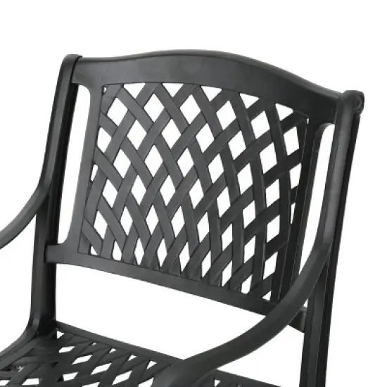 Christopher Knight Home Bonneville Outdoor Cast Aluminum 7 Piece Dining Set with Umbrella Hole, Antique Matte Black image {7}