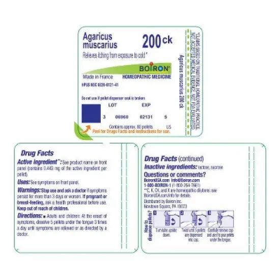 Agaricus Muscarius 200CK by Boiron Homeopathic Single Medicine For First Aid  -  80 Pellet image {1}