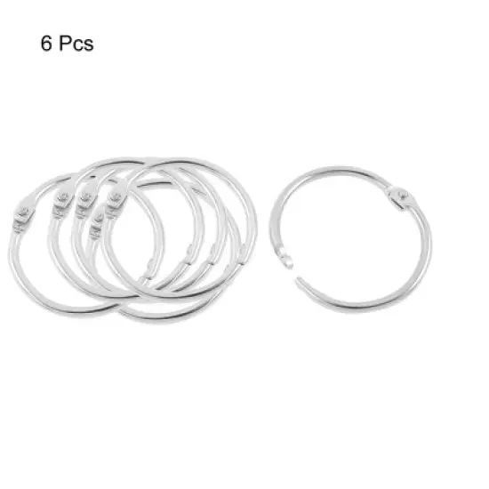 Unique Bargains Book Office Metal Loose Leaf Binder Hinge Snap Ring Keyring 6 Pcs 25mm Inner Dia image {1}