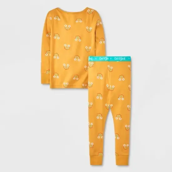 Toddler Girls' 4pc Wavy Rainbow & Daisy Pajama Set - Cat & Jack&trade; Yellow image {1}