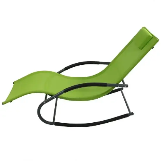 Sunnydaze Outdoor Patio and Lawn Wave Rocking Lounge Chair with Pillow, Green image {5}