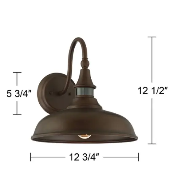 John Timberland Gough Rustic Farmhouse Outdoor Barn Light Fixture Bronze Dusk to Dawn Motion Sensor Dark Sky 12 1/2" for Post Exterior Deck House Yard image {5}