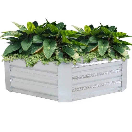 Sunnydaze Corrugated Galvanized Steel Hexagon Raised Garden Bed Kit for Vegetables, Plants, and Flowers - 40" W x 12" H image {5}