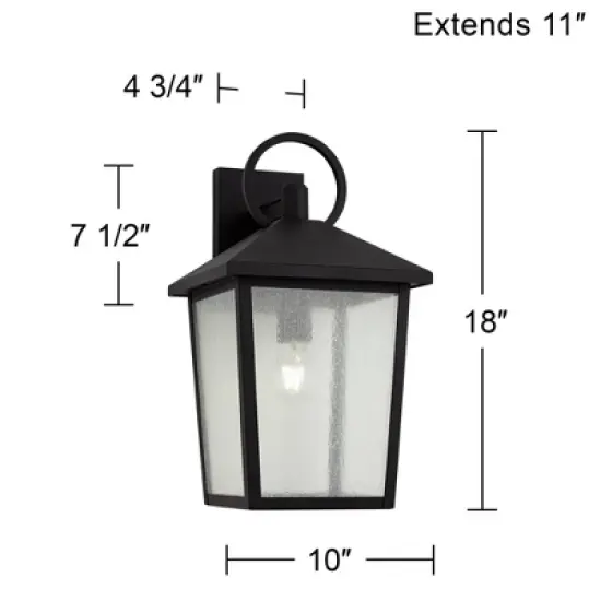 John Timberland Westmont 18" High Modern Outdoor Wall Light Fixture Mount Porch House Exterior Weatherproof Sand Black Aluminum Seeded Glass Shade image {3}