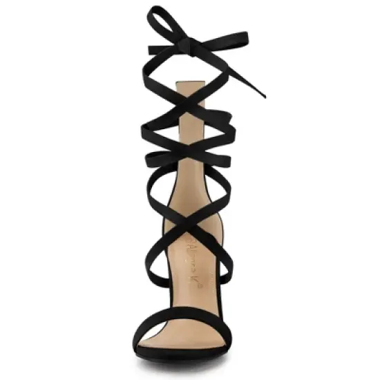 Allegra K Women's Open Toe Stiletto Heel Lace Up Heels image {2}