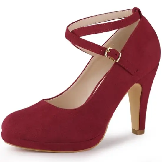 Allegra K Women's Platform Cross Strap Stiletto Heels Pumps image {7}