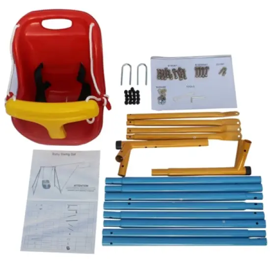 DSVIMOY Baby Toddler Indoor or Outdoor Swing Set with Safety Belt for Backyard, Multicolor, 48.03"*39.76"*44.09" image {3}