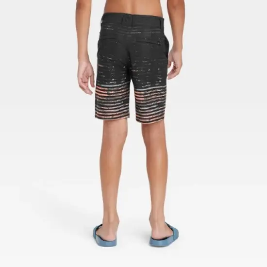 Boys' Striped Hybrid Swim Shorts - art class&trade; Black image {1}