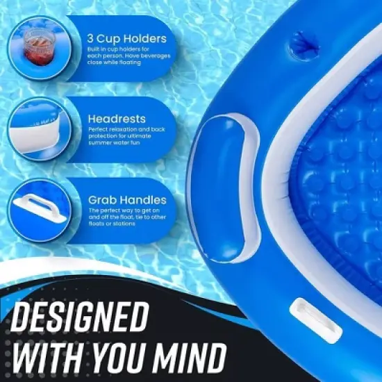 Zone Tech Inflatable Floating Island Pool Float &ndash; Comfortable Relaxation Inflatable Floating Lake Pool Lounger Raft Water Float for River and Beach image {2}