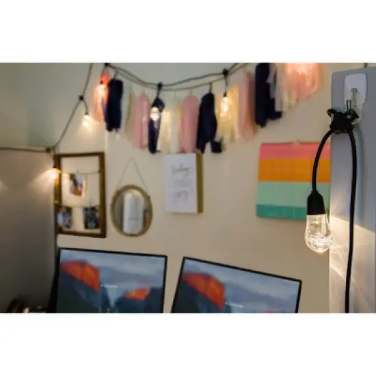 24ct Caf&eacute; Outdoor String Lights Integrated LED Bulb - Black Wire - Enbrighten image {6}