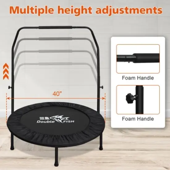Jump Into Fun Adjustable Foam Handle Mini Trampoline, Various height adjustments Handle,Easy To Assemble And Waterproof For Workouts Eas image {1}