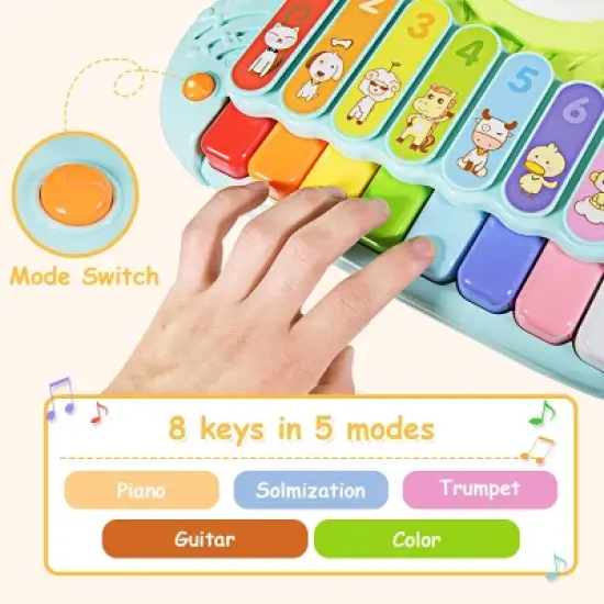 Costway 3 in 1 Musical Instruments Electronic Piano Xylophone Drum Set Learning Toys image {5}