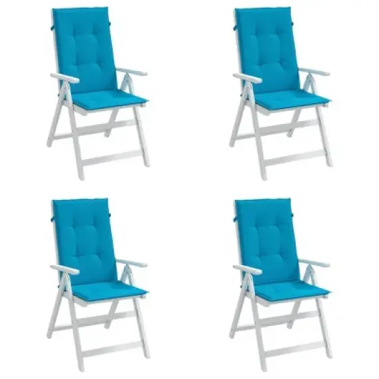 vidaXL Highback Chair Cushion Set of 4 Blue 100% Polyester image {3}