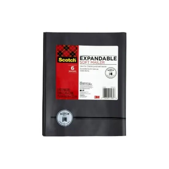 Scotch 6pk Flex Poly Bags Expandable Soft Mailer Gray: Self-Adhesive Shipping & Mailing Envelopes, 13"x10" image {5}