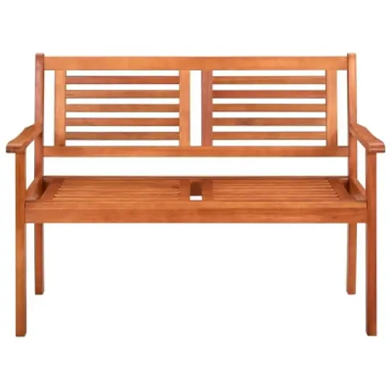 vidaXL Outdoor Patio Bench Loveseat Chair with Cushion Solid Wood Eucalyptus - Taupe 47.2" image {2}