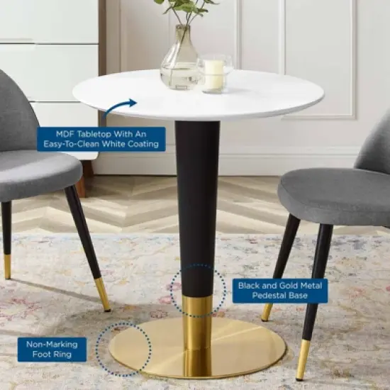 28" Zinque Dining Table Gold White - Modway image {3}
