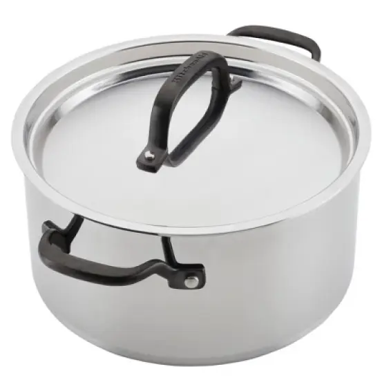 KitchenAid 6qt 5-Ply Clad Stainless Steel Induction Stockpot with Lid Silver image {5}