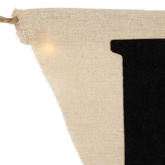 Northlight 18.75" Beige Battery Operated LED Lighted Burlap Happy Halloween Banner image {5}