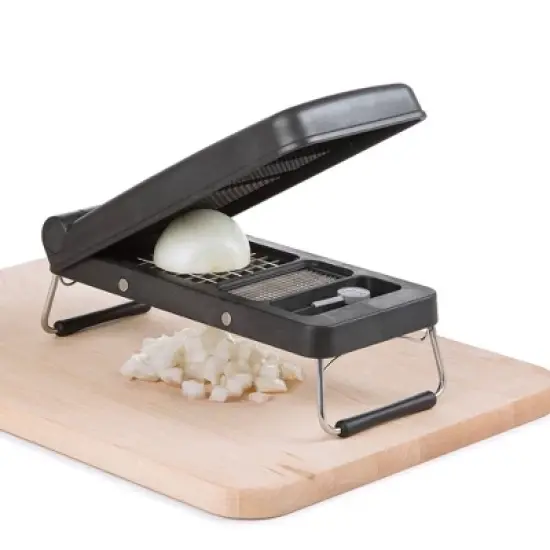 PL8 Professional Chopper Black: Manual Food Chopper & Slicer, 3 Blades, Dishwasher-Safe, Polyoxymethylene, ABS, Stainless Steel image {4}