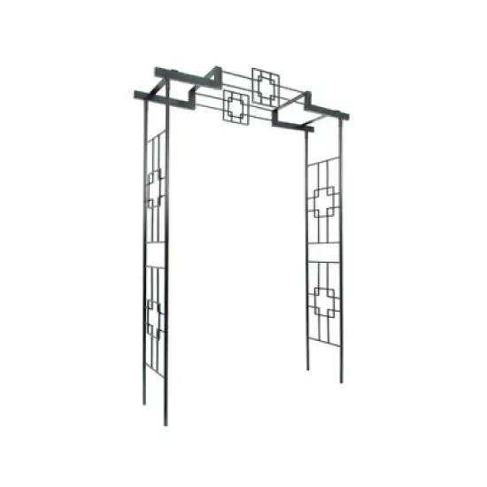 Achla Designs 95.5" Elegant Handcrafted Square-on-Square Iron Garden Arbor Graphite Powder Coated Finish image {1}
