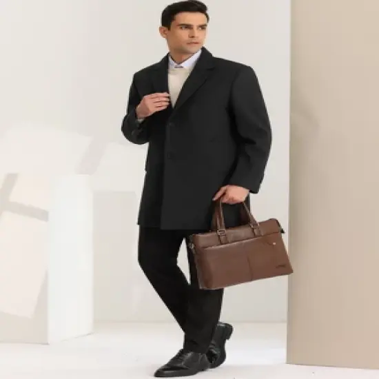 Lars Amadeus Men's Classic Notched Lapel Single Breasted Winter Coat image {3}