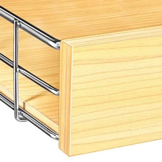 Lynk Professional Select Slide Out Wood Cabinet Organizer - Pull Out Under Cabinet Sliding Wood Shelf - 20" x 21" - Wood and Chrome image {4}