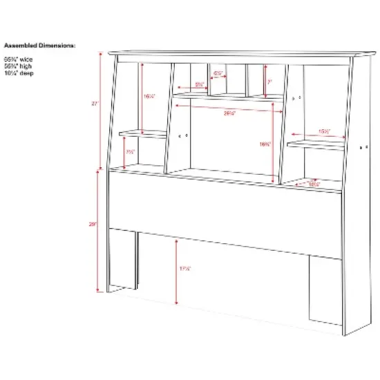 Full/Queen Tall Slant Back Bookcase Headboard - Prepac image {2}
