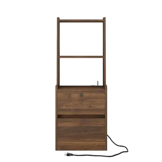 INFURNIC Nightstands Set of 2 Modern Night Stand Smart Nightstands with Night Light for Bedroom Storage, Brown, 15.74"*15.74"*41.14" image {2}