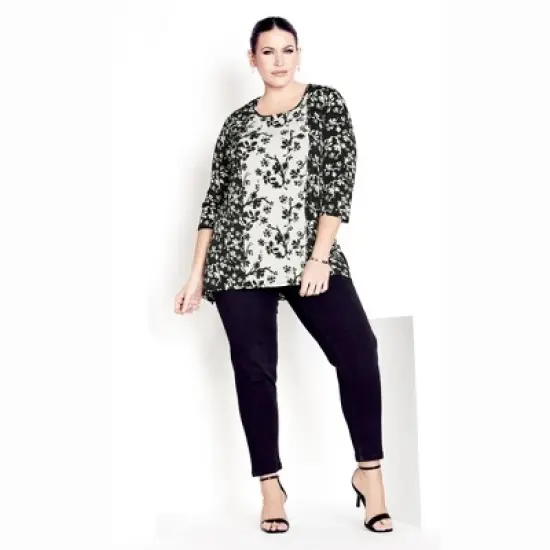 Women's Plus Size Nina Placed Top - black | AVENUE STUDIO image {3}