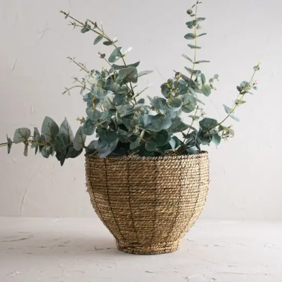 Large Dry Basket Planter Seagrass & Metal - Foreside Home & Garden image {1}
