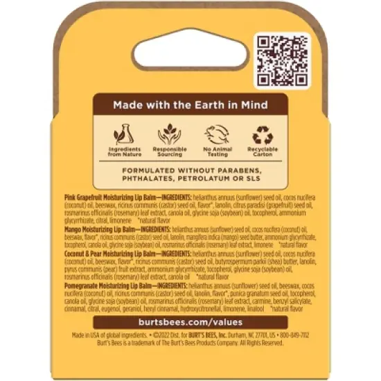 Burt's Bees Moisturizing Lip Balm - Superfruit - 4pk image {9}