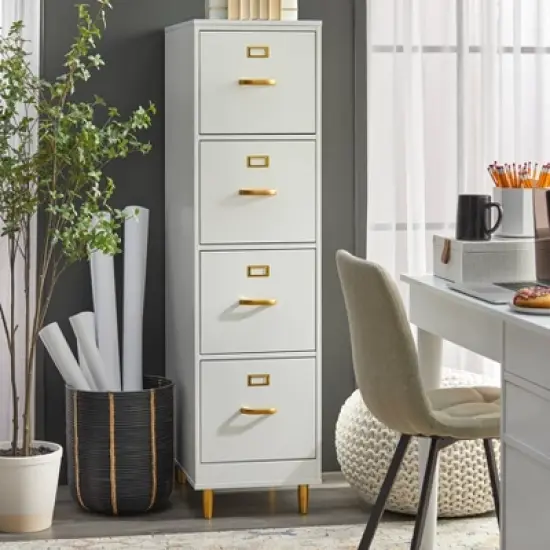 Dixie 4 Drawer Filing Cabinet White - Buylateral image {1}