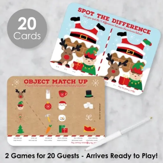 Big Dot of Happiness Jolly Santa Claus - 2-in-1 Christmas Party Cards - Activity Duo Games - Set of 20 image {1}