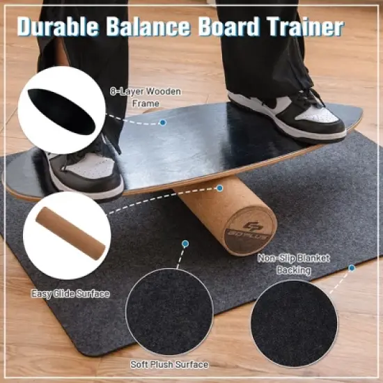 Costway Wooden Balance Board Trainer Wobble Roller for Exercise Sports Training Equipment image {4}