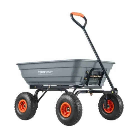VEVOR Garden Cart, Durable Poly Dump Cart with Simple Assembly Steel Framework, Versatile Dump Cart, 600 lbs Load Capacity, 10 inch Wheels image {8}