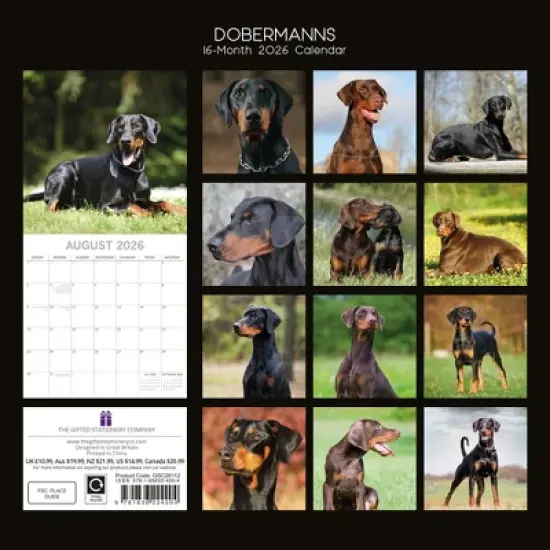 2026 Square Wall Calendar, Dobermans, 16-Month Paw Prints Theme with 180 Reminder Stickers (12x12 In) image {3}