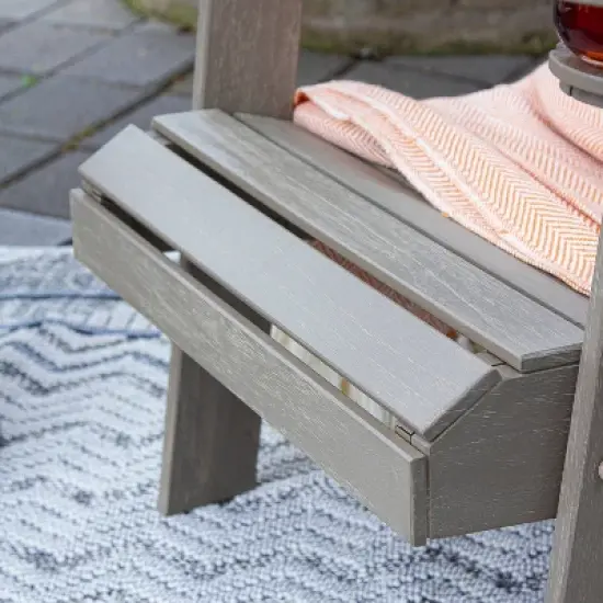 Cambridge Casual Sherwood Teak Weathered Outdoor Adirondack Chair with Cup Holder Gray: Weather-Resistant, 250lb Capacity image {6}