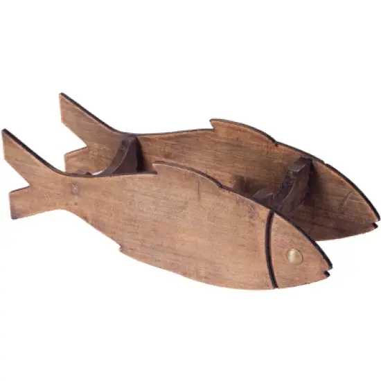 Vintiquewise Wooden Fish Shaped Vintage Decorative Single Bottle Wine Holder image {2}