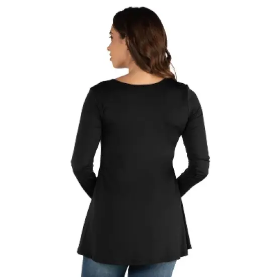 24seven Comfort Apparel Flared Long Sleeve Henley Maternity Top image {2}