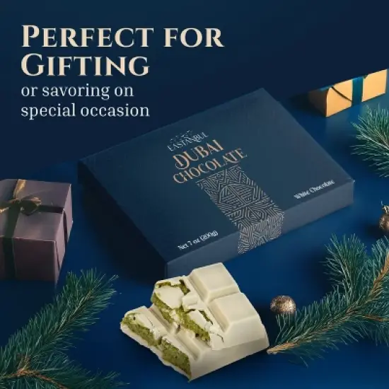 Eastanbul Dubai White Chocolate Bar Pistachio, Viral Candy, Knafeh, 7oz image {5}