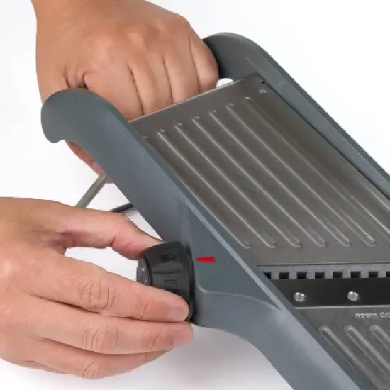 Prepworks Dial and Slice Chef's Mandoline: ABS & Stainless Steel Vegetable Slicer, Dishwasher-Safe, Black/Gray image {11}