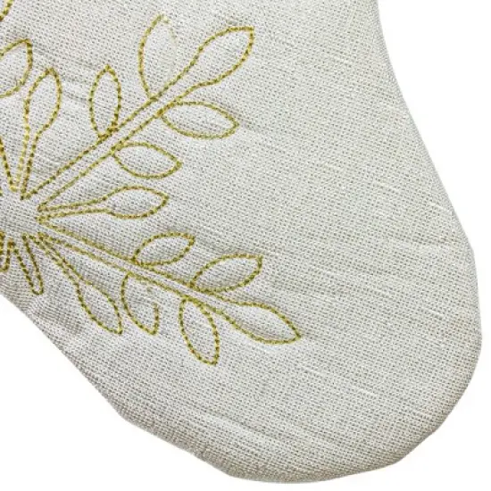 Northlight 20" Cream with Gold Snowflakes Christmas Stocking with Faux Fur Cuff image {3}
