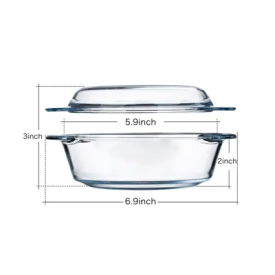 Itopfox Small Round Glass Casserole Dish with Lid, Microwave and Oven Safe Mini Glass Bowl for Cooking and Serving image {1}