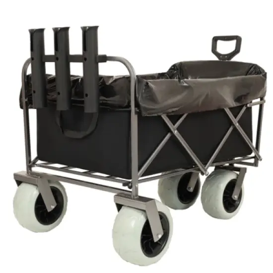 DSVIMOY Fishing Cart with Rod Holders, Beach Wagon with Big Wheels for Sand, Strap with Multiuse Bag, Black, 44.88"*25.98"*44.49" image {4}