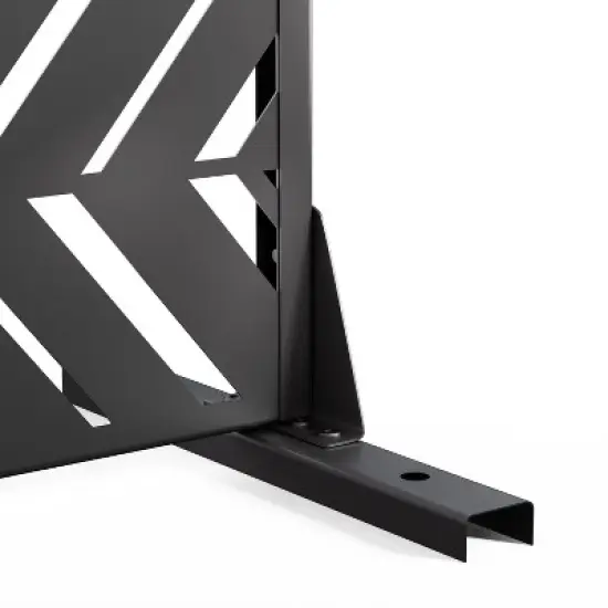 Pexfix 72" x 47" Metal Privacy Screen Freestanding Outdoor Divider Panel For Patio Deck Balcony Heavy Duty Base Weatherproof Black Geometric Chevron image {11}