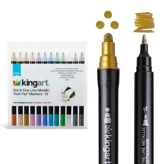 KINGART Dot Tip Markers 12 Metallic Colors image {5}