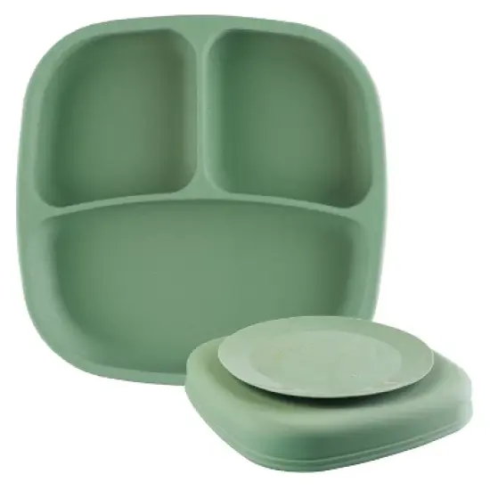 Re-Play Silicone Suction Divided Dining Plate with Lid - Sage image {3}